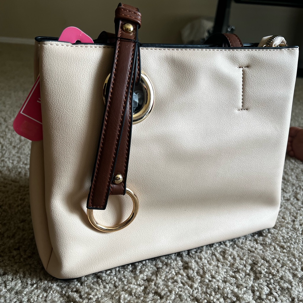 Chic Cream And Brown Shoulder Bag